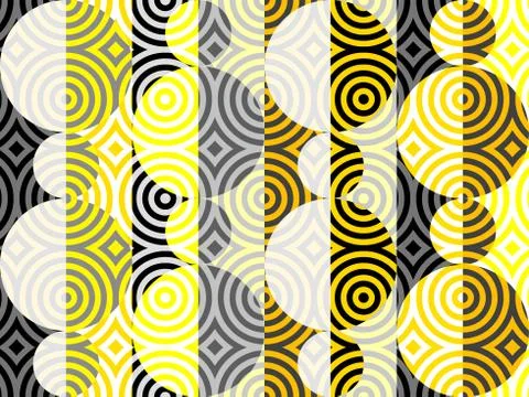 Yellow geometric pattern in a patchwork collage style. Stock Illustration