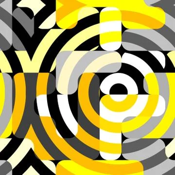 Yellow geometric pattern in a patchwork collage style. イラスト素材