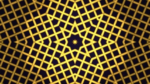 Yellow geometric pattern with a star shape and intricate Stock Footage 338318425