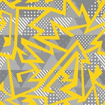 Yellow geometric seamless pattern with grunge effect Stock Illustration