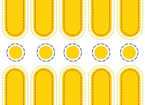 Yellow Geometric Seamless Pattern With Rounded Rectangles And Dashed Circle.. Stock Illustration