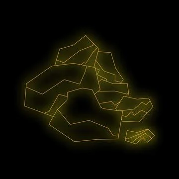 Yellow geometric shape with neon effect glowing on a black background Stock Illustration