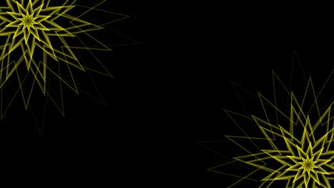 Yellow Geometric Shapes on Black Background with Starburst Design Stock Footage 301548706