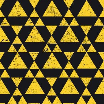Yellow geometric triangle background. Abstract seamless pattern grunge textur Stock Illustration