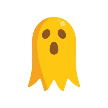 Yellow ghost floating and saying boo for halloween party Stock Illustration