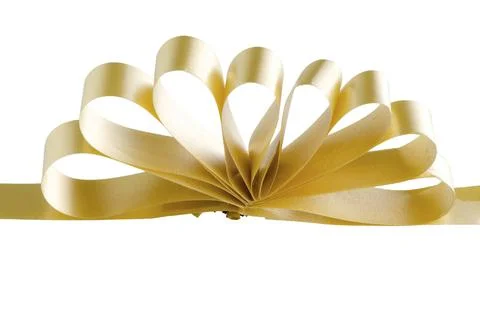 Yellow gift bow isolated on white background Stock Photos
