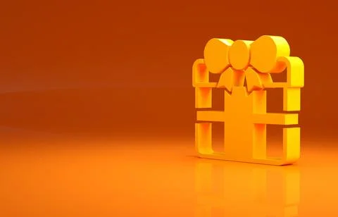 Yellow Gift box icon isolated on orange background. Happy Birthday. Minimalism Stock Illustration