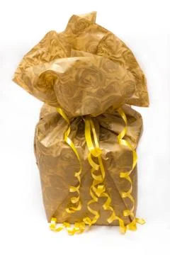 Yellow gift box isolate on white background Stock Photos