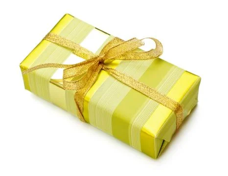 Yellow gift box Foto stock