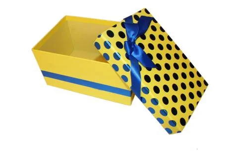 Yellow gift box Foto stock