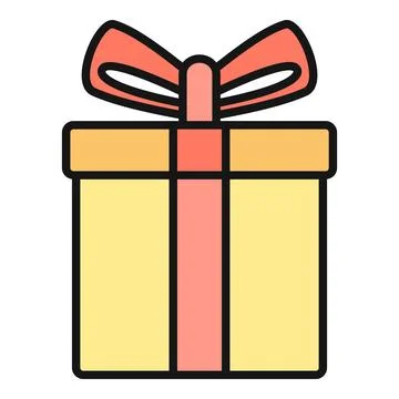 Yellow gift box with red bow presenting surprise celebration 스톡 일러스트