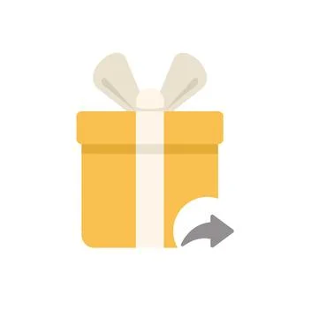 Yellow gift box with return icon for ecommerce website or app Stock Illustration
