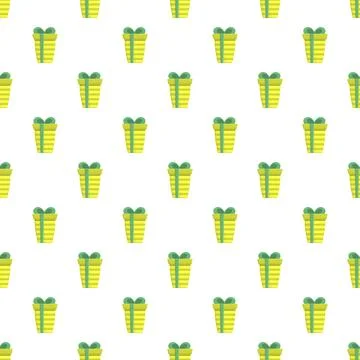 Yellow gift boxes with green ribbons pattern Stockillustratie