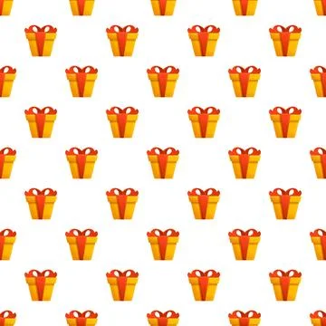 Yellow gift boxes with red bows seamless pattern Stockillustratie