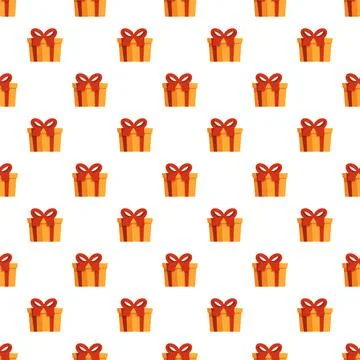 Yellow gift boxes with red bows seamless pattern Stock Illustration