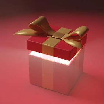 Yellow gift on a yellow background. Gift box with a bow. 3D render. Stock Illustration