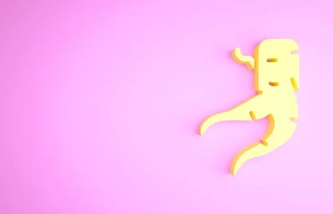 Yellow Ginger root icon isolated on pink background. Minimalism concept. 3d i Stock Illustration