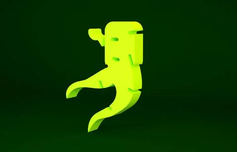 Yellow Ginger root icon isolated on green background. Minimalism concept. 3d  Stock Illustration