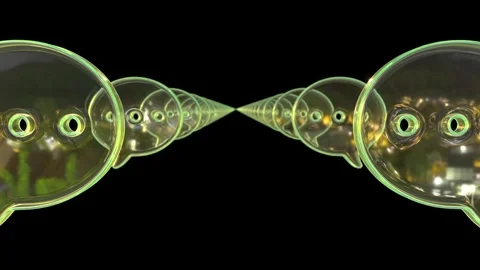 Yellow glass bubble talk speech on black bg able to loop endless Stock Footage 314651554