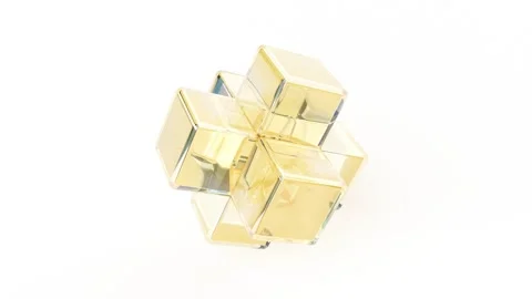 Yellow glass cross shape on white bg able to loop endless Stock Footage 307985908
