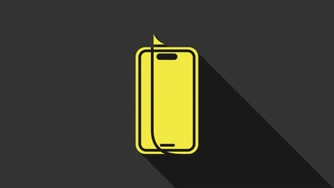 Yellow Glass screen protector for smartphone icon isolated on grey background Stock Footage 147710631
