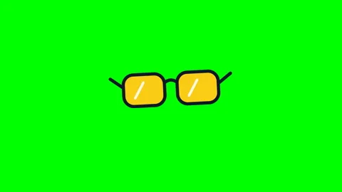Yellow glasses repeating pattern on bright green screen Stock Footage 346826594