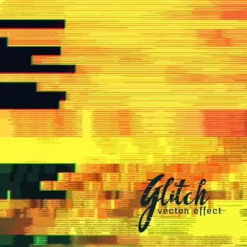 Yellow glitch background vector Stock Illustration