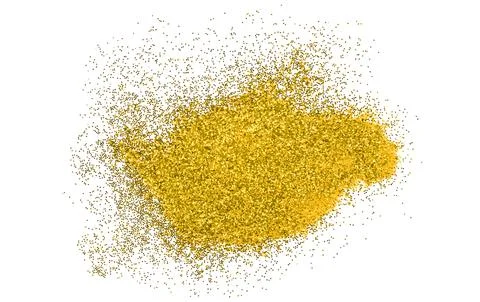 Yellow glitter powder isolated on white background. Stock Illustration