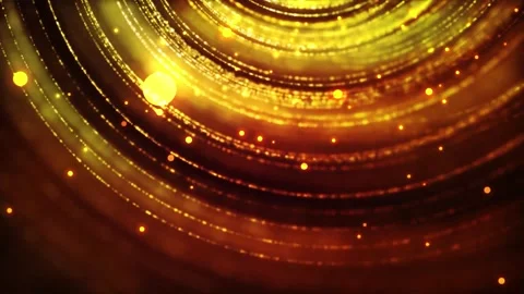 Yellow glitter rings with bubbles rotation animation Stock Footage 254012303