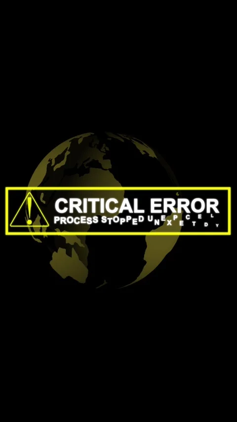 Yellow Globe with Warning Triangle and Empty Text Box on Black Background e.. Stock Footage 337461148