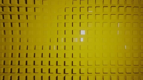 Yellow glossy cube pattern background with cubes changing in size, 3d animation Stock Footage 146717599
