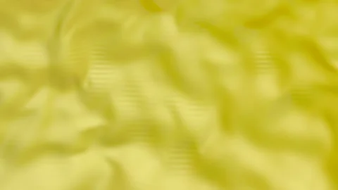 Yellow glossy soft surface with waves. animated abstract fabric. 3d render Stock Footage 125710099