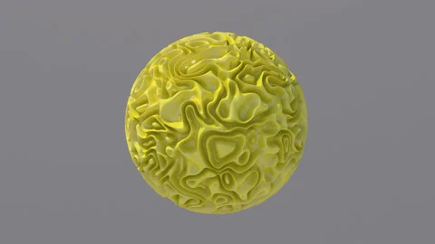 Yellow glossy textured sphere. Gray background. 3d render. Stock Footage 150124112