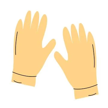 Yellow gloves on a white background vector flat illustration. Stock Illustration