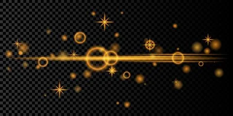 Yellow glow flare light effect isolated on transparent background. Gold hor.. Stock Illustration