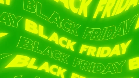 Yellow glow wavy text Black Friday on green background. Loop animation Stock Footage 290366723