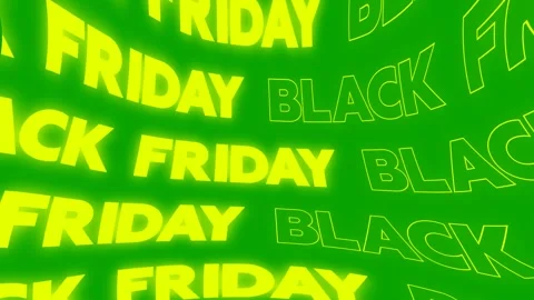 Yellow glow wavy text Black Friday on green background Stock Footage 298651106