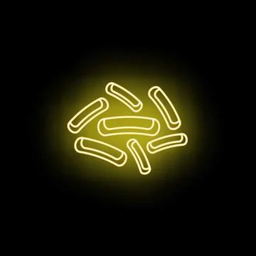 Yellow glowing bacteria or probiotics neon line drawing Stockillustratie