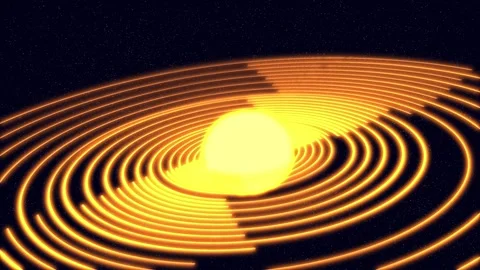 A yellow glowing ball with luminous lines moving around it against a background Stock Footage 282905455