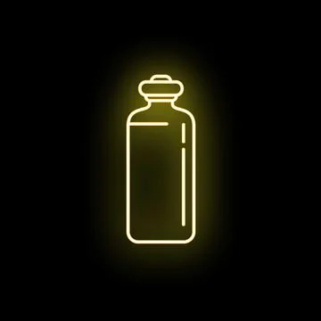Yellow glowing bottle icon representing beverage container Stock Illustration