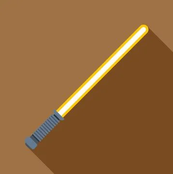 Yellow glowing cosmic weapon science fiction flat icon Stock Illustration