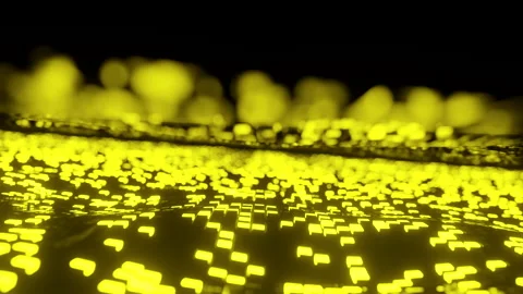 Yellow Glowing Cubes Terrain Видео 172879186