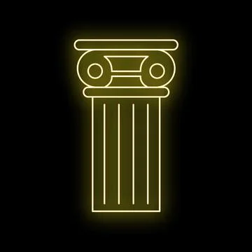 Yellow glowing ionic column neo classic architecture icon Stock Illustration