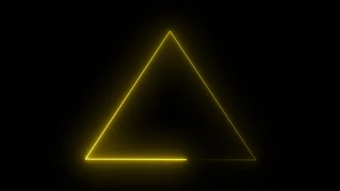 Yellow Glowing Laser Lines Making Triangle Shape on Black Background. Stock Footage 340193442