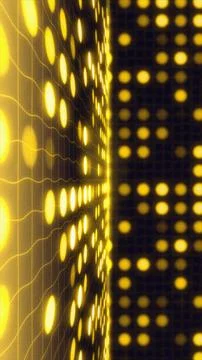 Yellow glowing led matrix grid dots abstract background Stock Illustration