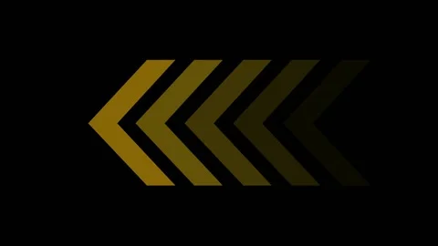 Yellow glowing left arrows. 4K silhouette arrows animation in yellow color .. Stock Footage 290073803