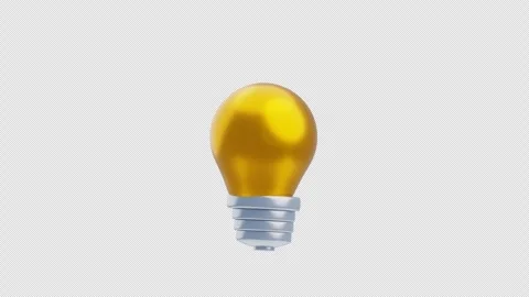 Yellow glowing light bulb 3d animation. Ideas Concept Stock Footage 318208906