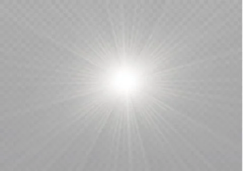 Yellow glowing light burst explosion on transparent background. Vector Stock Illustration
