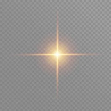 Yellow glowing light burst explosion on transparent background. Vector Stock Illustration
