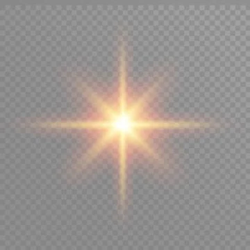 Yellow glowing light burst explosion on transparent background. Vector Stock Illustration
